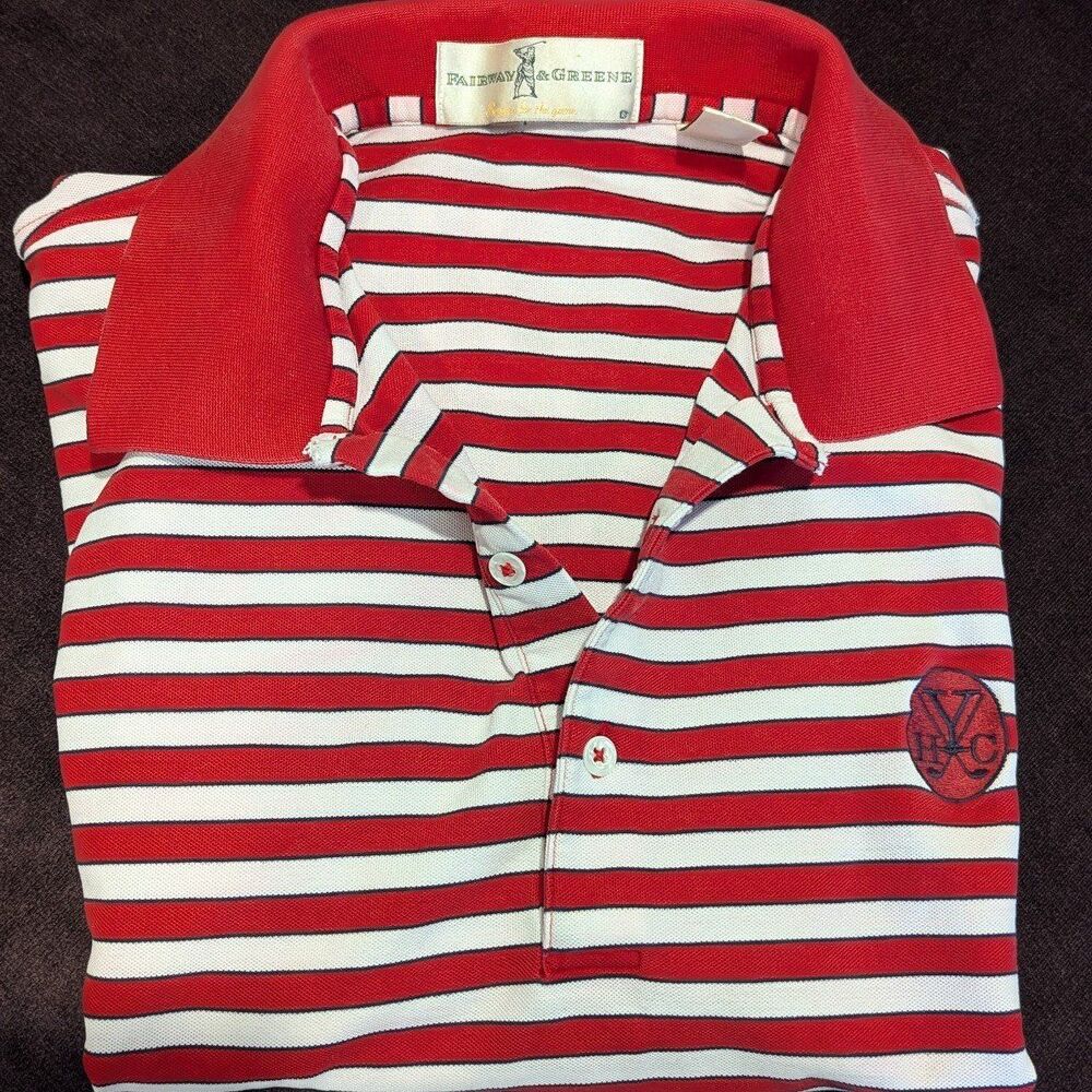 Fairway & Greene Size XL Red & White Striped Polo Shirt
